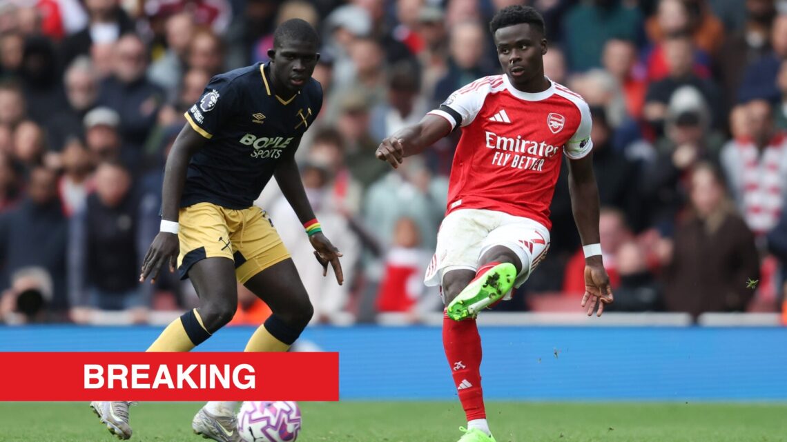 Image showing Arsenal's Bukayo Saka and West Ham United's El Hadji Malick Diouf