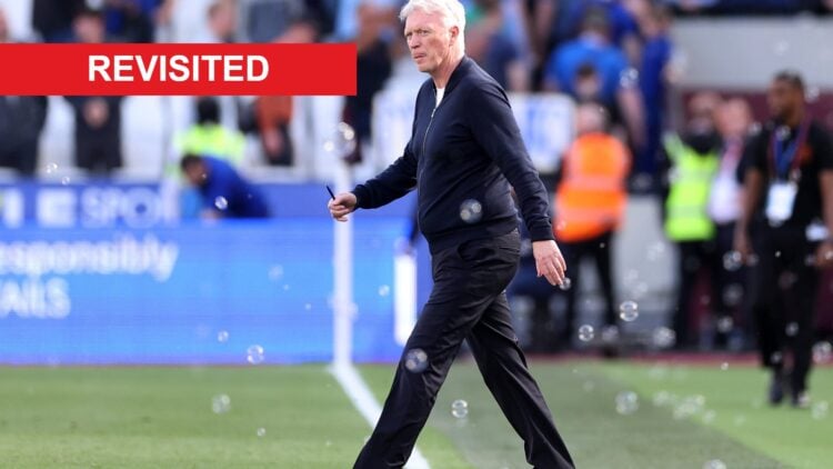 David Moyes, Manager of Everton, looks on following defeat in the Premier League match between West Ham United and Everton at London Stadium. A 're...