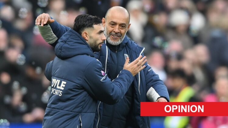 Nuno Espirito Santo, manager of West Ham United, celebrates a win with Taty Castellanos- West Ham United v Sunderland - Premier League. An 'opinion...