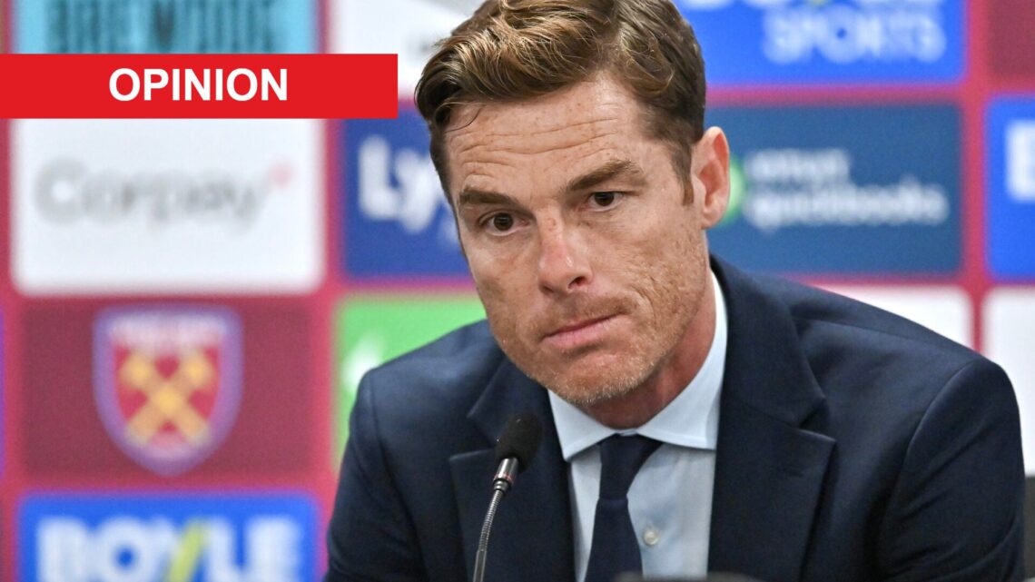 Scott Parker ahead of West Ham United v Burnley - Premier League. An 'opinion' banner has been added.