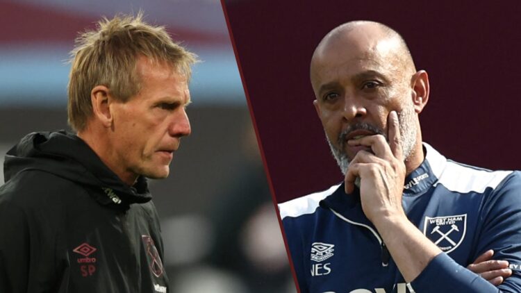 Split image showing Stuart Pearce and West Ham United coach Nuno Espirito Santo