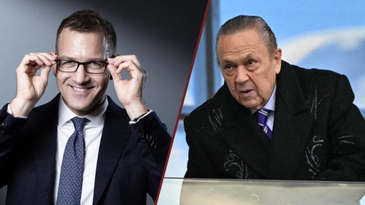 Split image showing West Ham United co-owners Daniel Kretinsky and David Sullivan