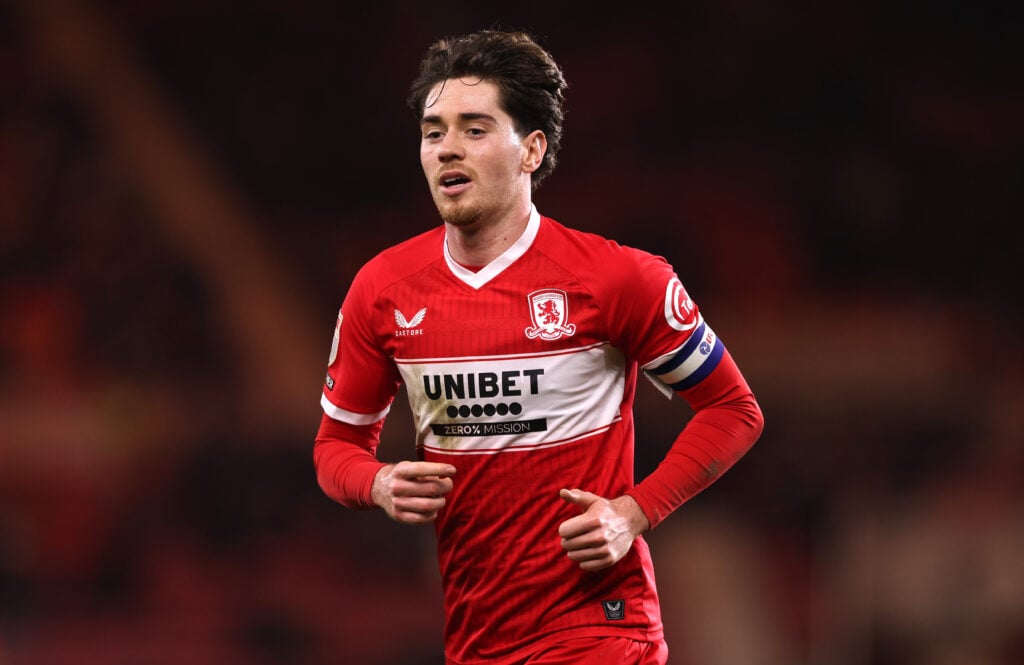 ayden Hackney of Middlesbrough in action during the Sky Bet Championship match between Middlesbrough and Charlton Athletic.