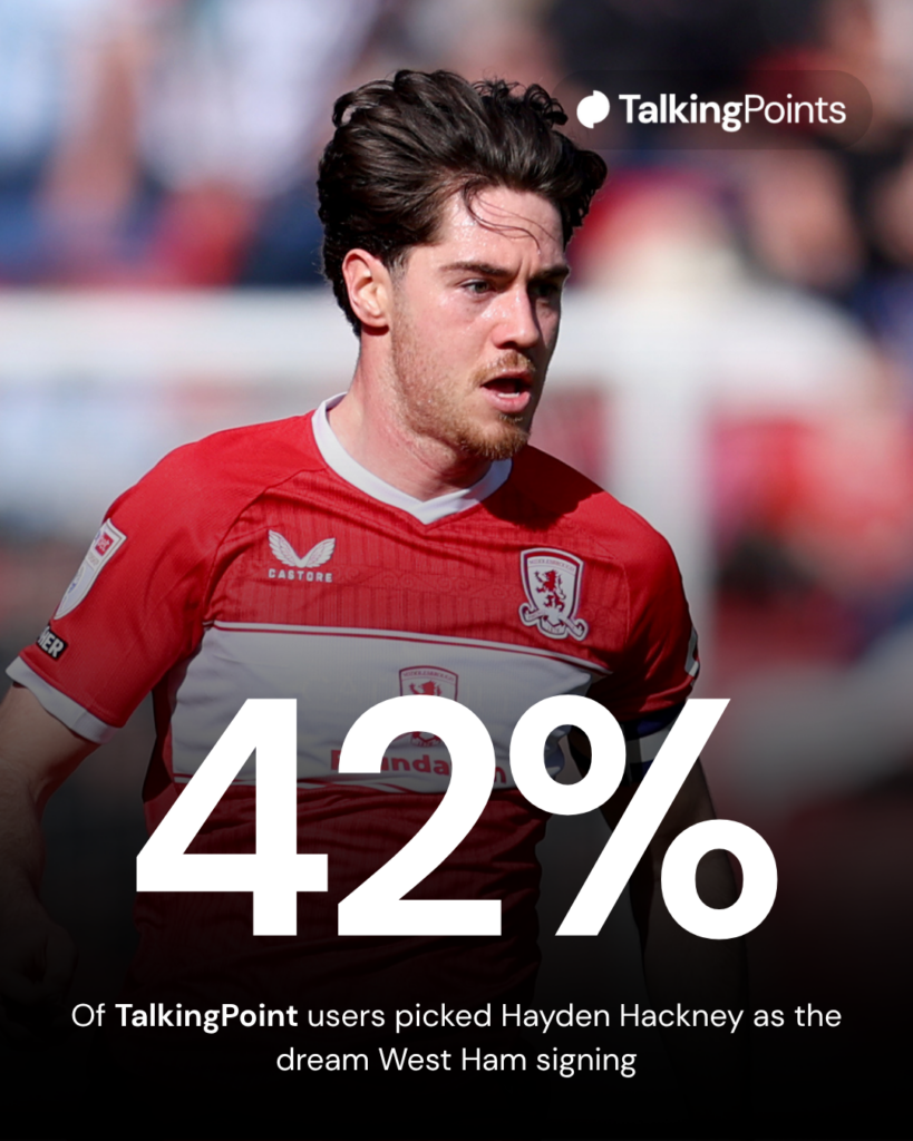 Hayden Hackney of Middlesbrough in action during the Sky Bet Championship match between Middlesbrough and Bristol City at Riverside Stadium on March 14, 2026 in Middlesbrough, England.