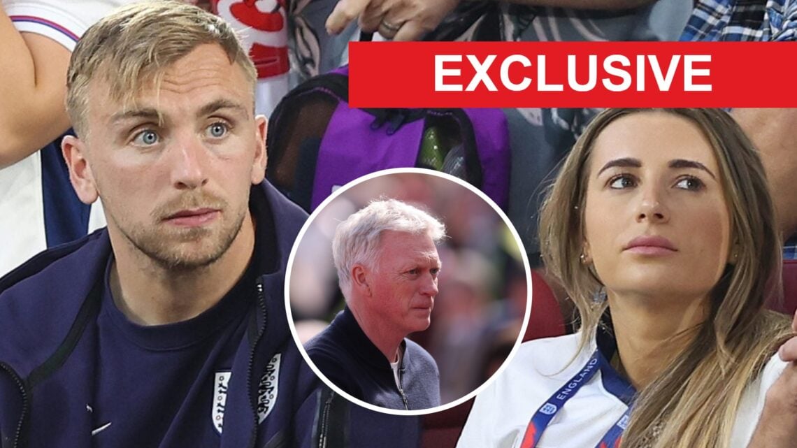 West Ham captain Jarrod Bowen with wife Dani Dyer and, inset, Everton manager David Moyes
