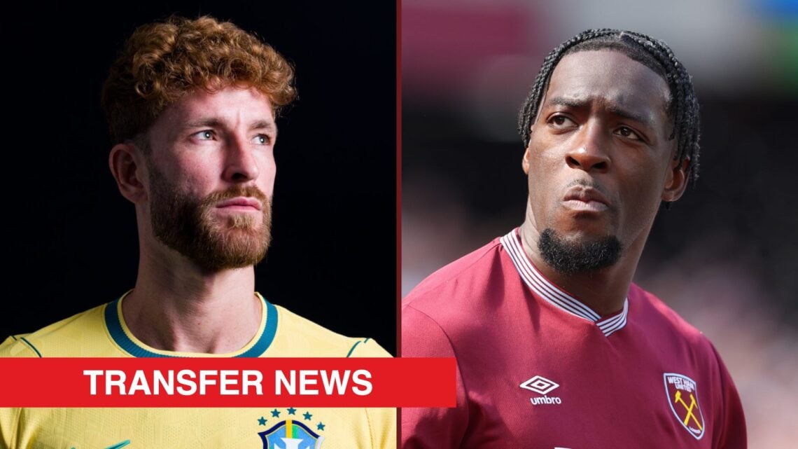 Split image showing Brazil defender Leo Pereira and former West Ham United loanee Axel Disasi
