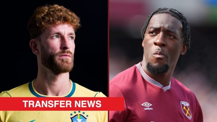 Split image showing Brazil defender Leo Pereira and former West Ham United loanee Axel Disasi