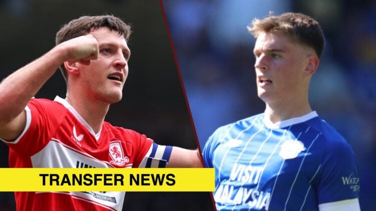 Split image showing Dael Fry of Middlesbrough and Cardiff City's Dylan Lawlorz