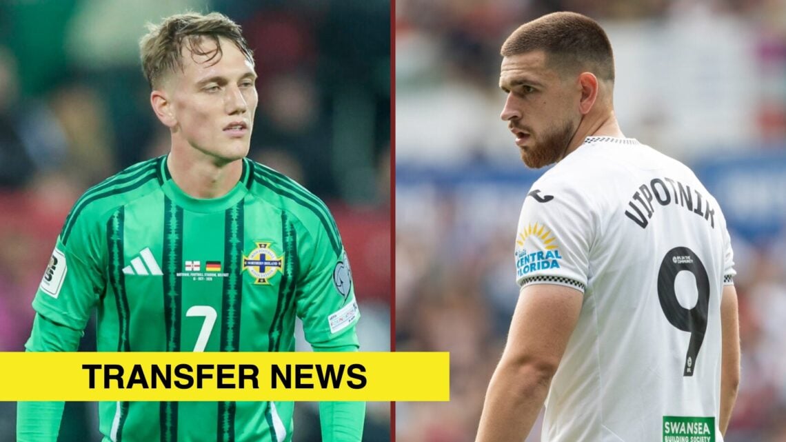 Split image showing Ethan Galbraith of Northern Ireland and Zan Vipotnik of Swansea City