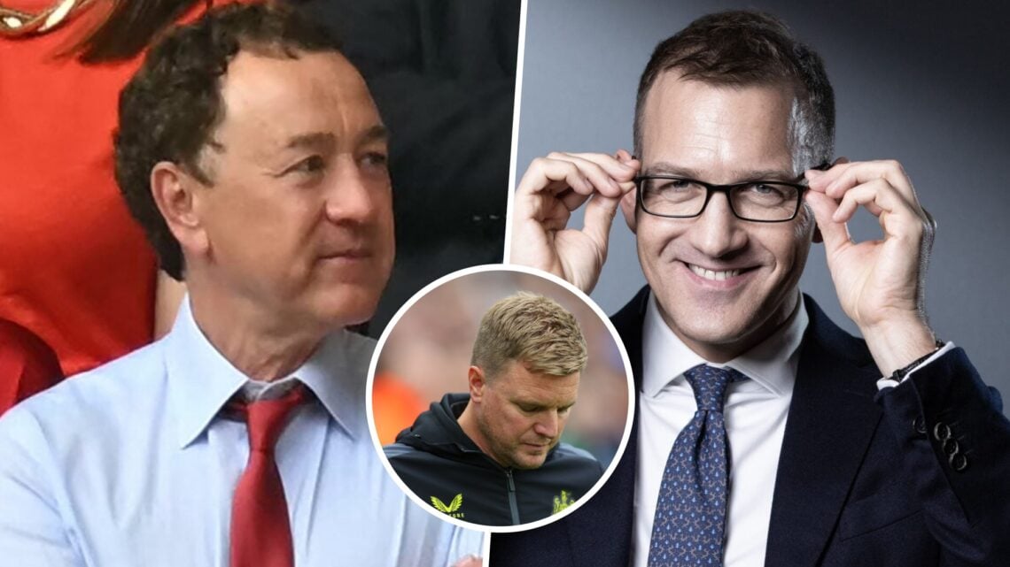 Middlesbrough owner Steve Gibson, West Ham majority owner Daniel Kretinsky and, inset, Newcastle boss Eddie Howe