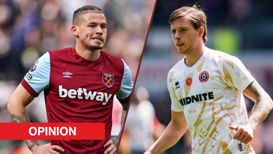 Split image showing Kalvin Phillips at West Ham and Sydie Peck of Sheffield United
