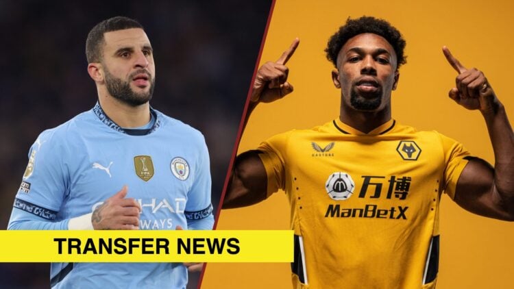 Split image showing Kyle Walker at Man City and Adama Traore at Wolverhampton Wanderers