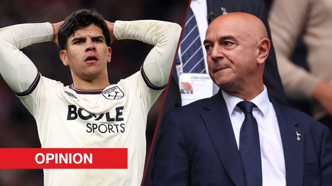 Split image showing Mateus Fernandes of West Ham United and former Tottenham chairman Daniel Levy