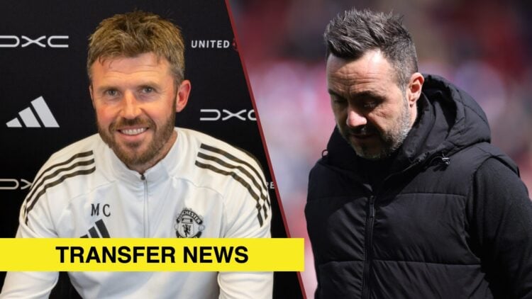 Split image showing Michael Carrick of Manchester United and Roberto de Zerbi of Tottenhamzzz
