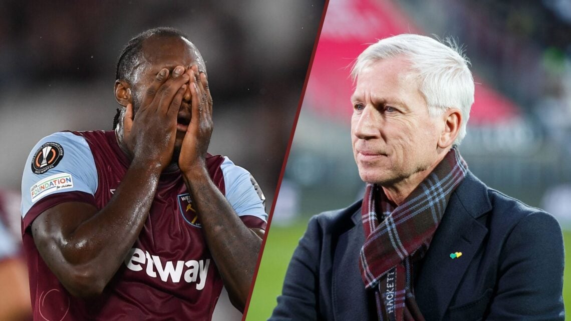 Split image showing Michail Antonio and former West Ham United manager Alan Pardew