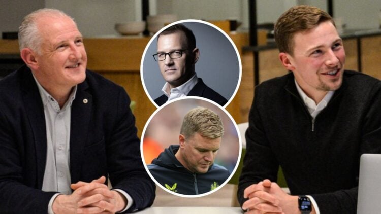 Departing Newcastle head of recruitment Steve Nickson and, inset, West Ham chief Daniel Kretinsky and Eddie Howe