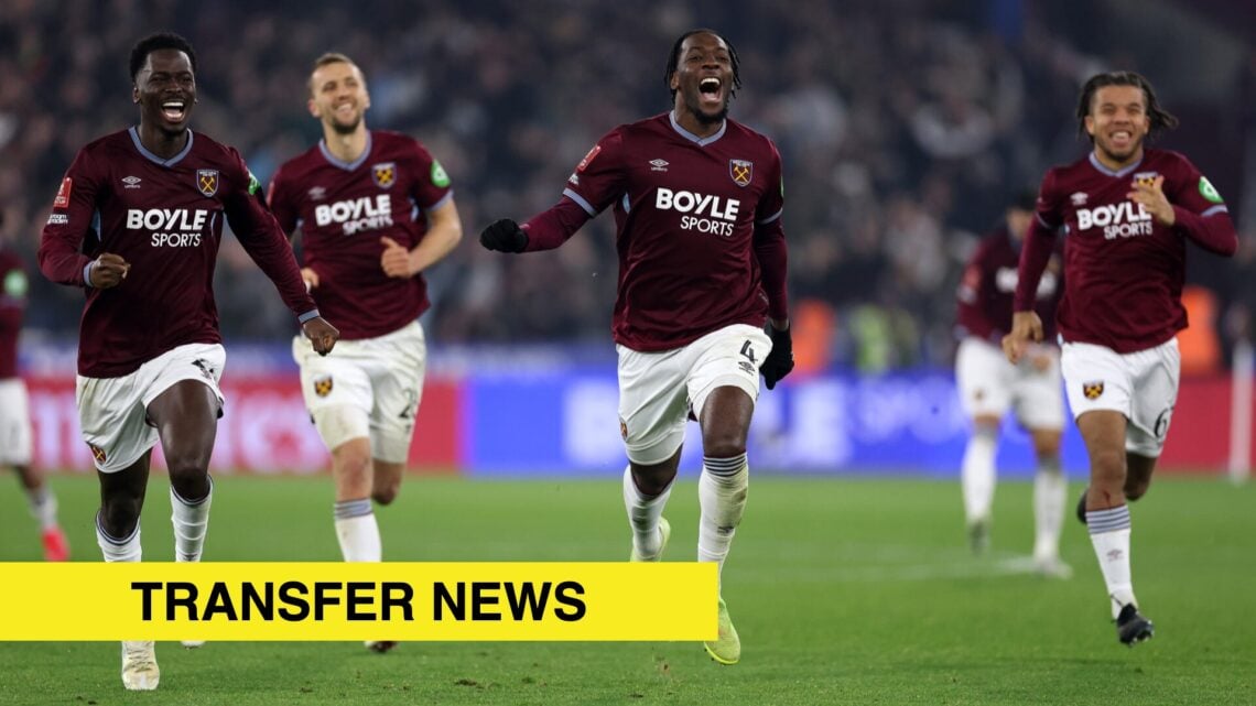 Image showing Soungoutou Magassa, Tomas Soucek, Axel Disasi and Ezra Mayers of West Ham United