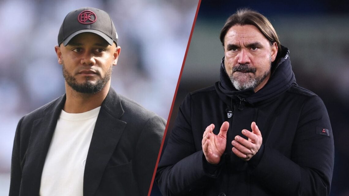 Split image showing Vincent Kompany at Burnley and Daniel Farke at Leeds United