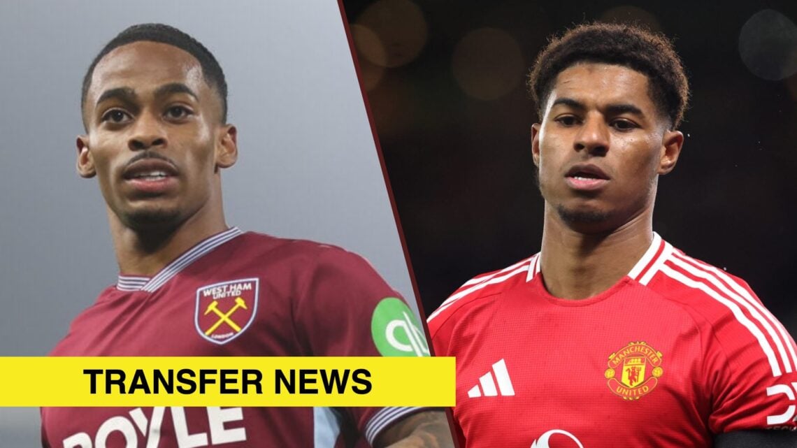 Split image showing West Ham's Crysencio Summerville and Man United's Marcus Rashford
