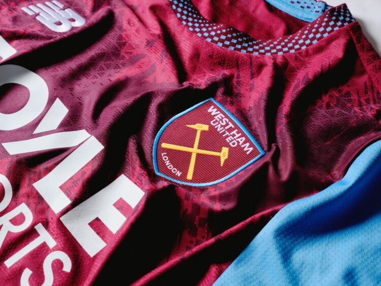 Close-up of West Ham's New Balance home shirt for the 2026-27 season