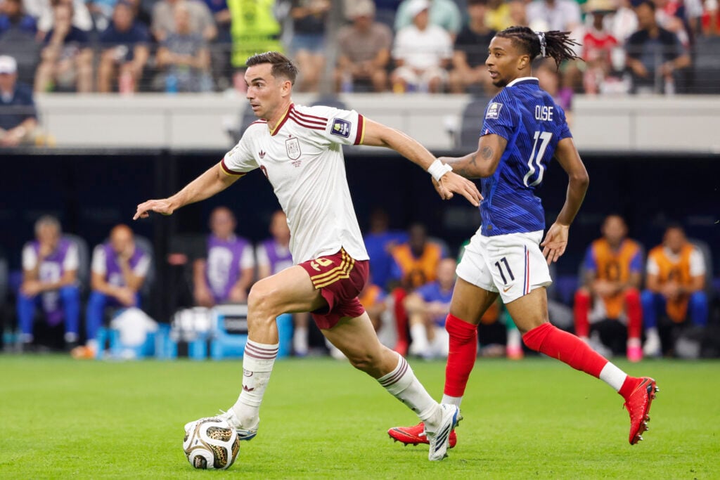 Fabian Ruiz #8 of Spain, Michael Olise #11 - France v Spain: Semi Final - FIFA World Cup 2026