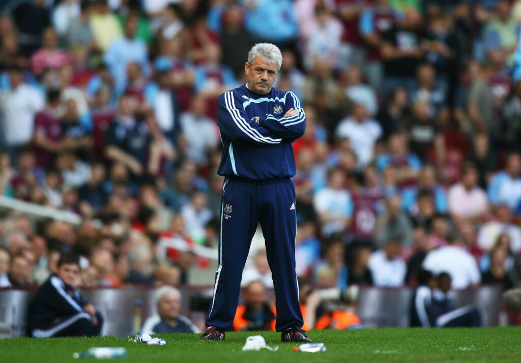 Kevin Keegan looks on from the touchline when managing Newcastle at West Ham's Upton Park during a second spell in 2008
