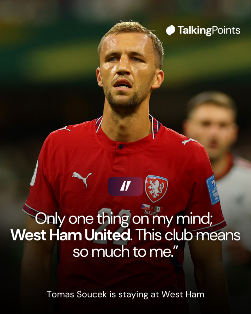 Tomas Soucek of Czechia looks on during the FIFA World Cup 2026 Group A match between Czechia and Mexico at Mexico City Stadium on June 24, 2026 in Mexico City, Mexico.
