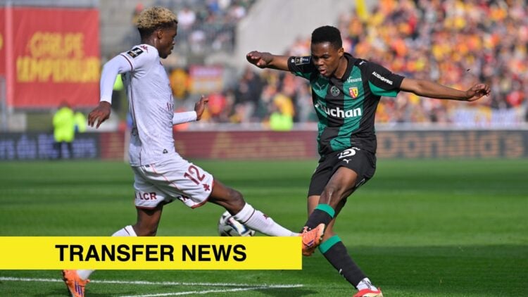 Image showing Alpha Toure of Metz battling for the ball with Mamadou Sangare of Lens