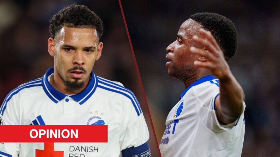 Split image showing Gabriel Pereira and Youssoufa Moukoko of FC Copenhagen