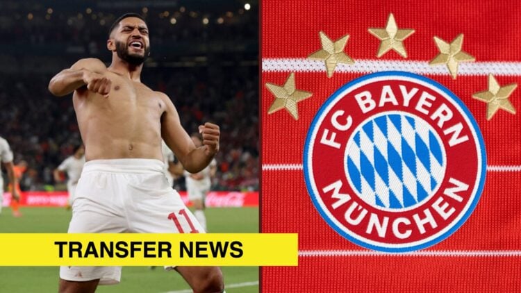 Split image showing Ismael Saibari of Morocco and the Bayern Munich badgez