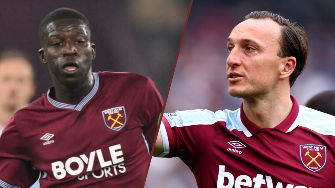 Split image showing Mohamadou Kante and Mark Noble at West Ham United