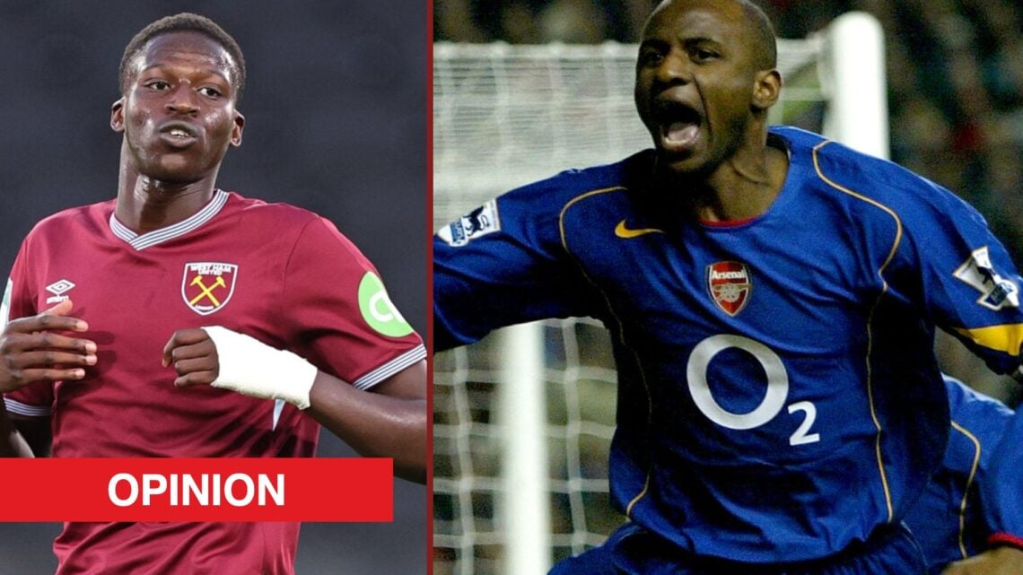 Split image showing Mohamadou Kante of West Ham United and former Arsenal captain Patrick Vieira