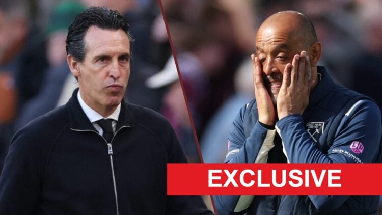 Aston Villa boss Unai Emery and West Ham head coach Nuno Espirito Santo