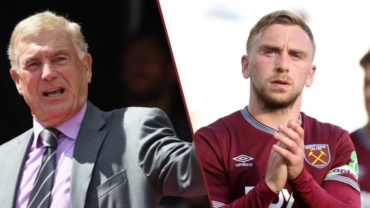 Split image showing Sir Trevor Brooking and Jarrod Bowen of West Ham United