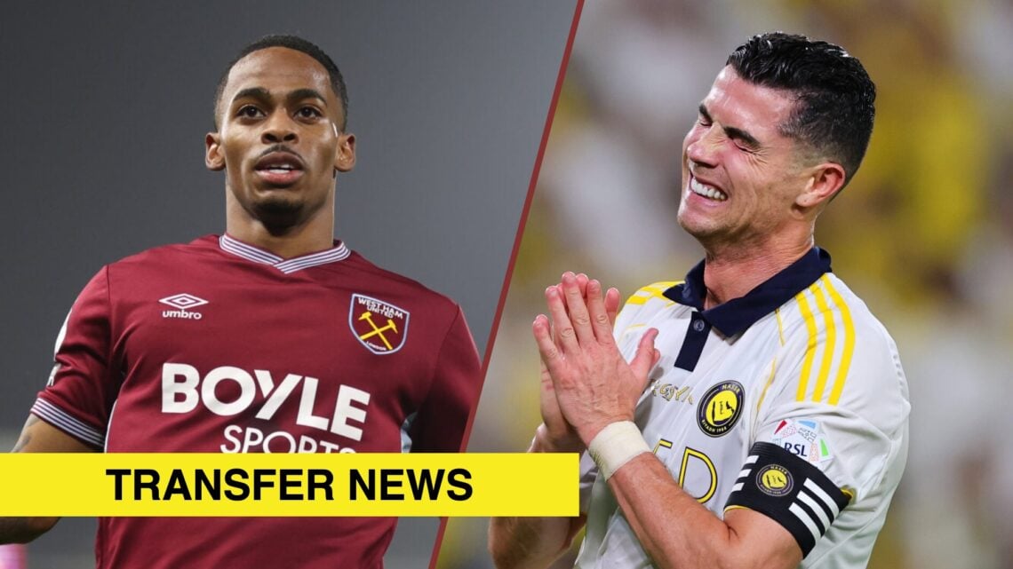 Split image showing West Ham United's Crysencio Summerville and Cristiano Ronaldo of Al Nassr